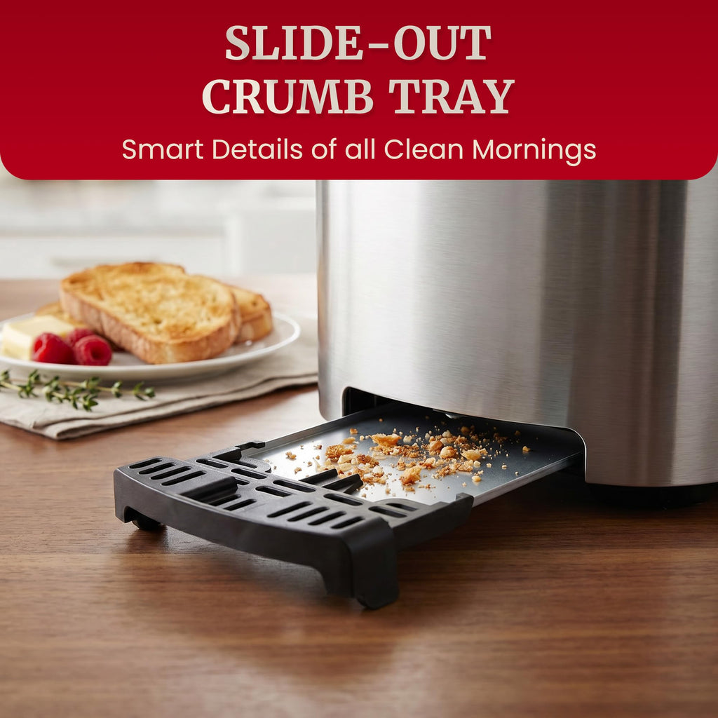 Elite Gourmet ECT5500 4-Slice Long Slot Toaster, Fully Automatic Motorized, Stainless Steel Digital Touchscreen, Extra-Wide Slots, 6 Browning Levels, Bagel, Defrost & Reheat