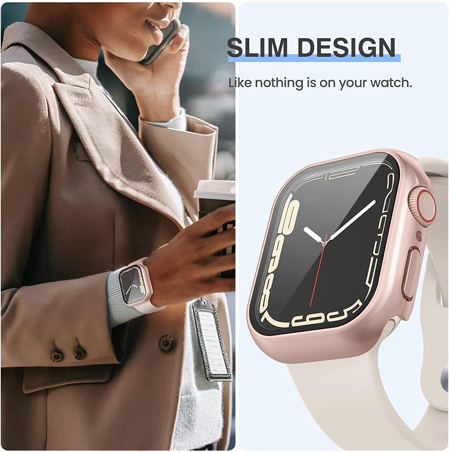 Tensea [3PCS for Apple Watch Screen Protector Case 41mm Series 9/8/7 Accessories, iWatch Protective Face Cover for Women Men, Tempered Glass Film Hard Bumper for iPhone Watch 41 mm