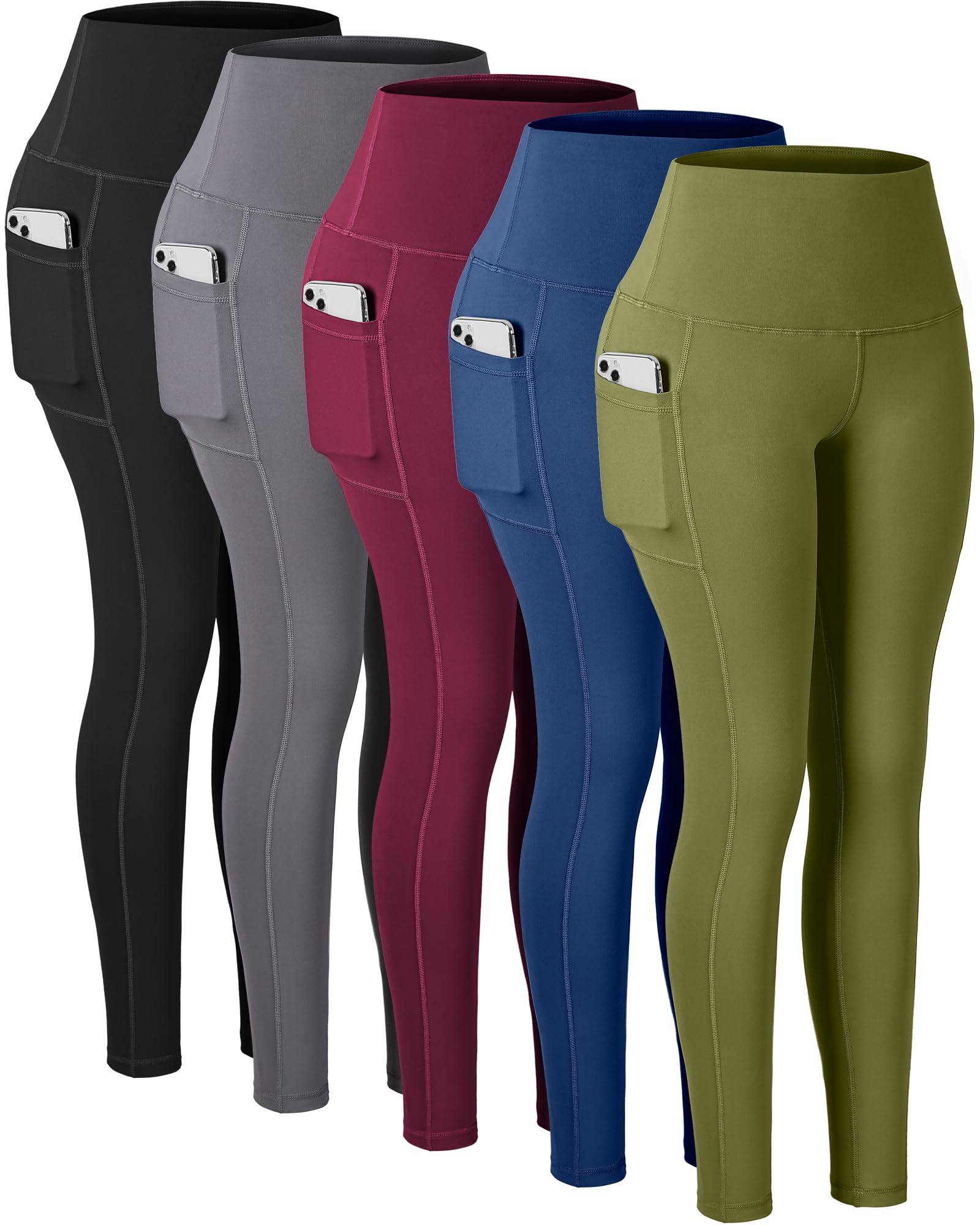 CHRLEISURE Leggings with Pockets for Women, High Waisted Tummy Control Workout Yoga Pants