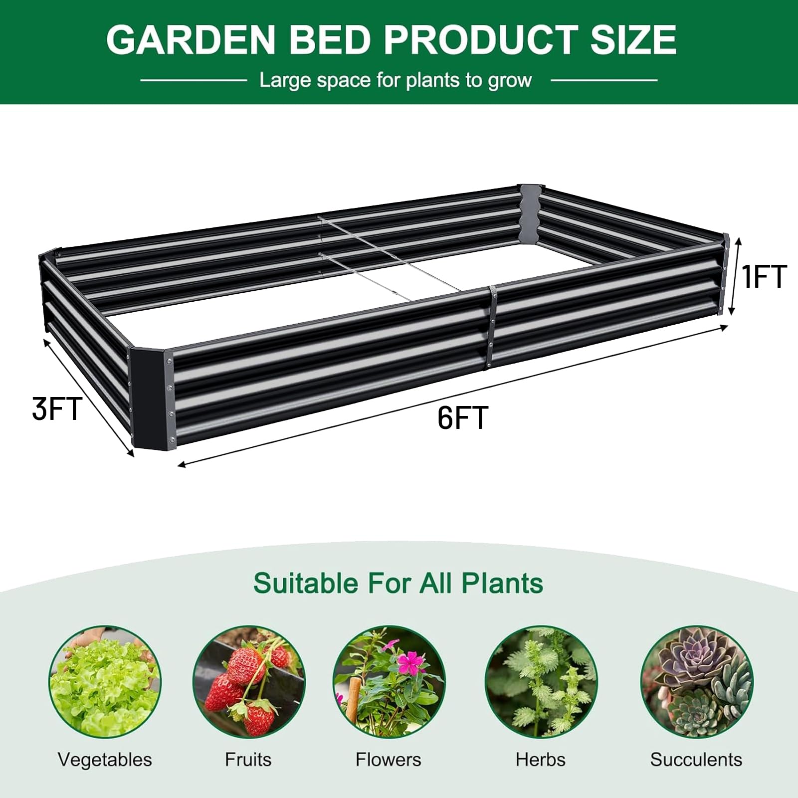 Land Guard 3 Pack 8×4×1ft Galvanized Metal Raised Garden Bed, Metal Planter Kit Box Outdoor for Deep-Rooted Vegetables, Flowers, Green and Herbs, Silver