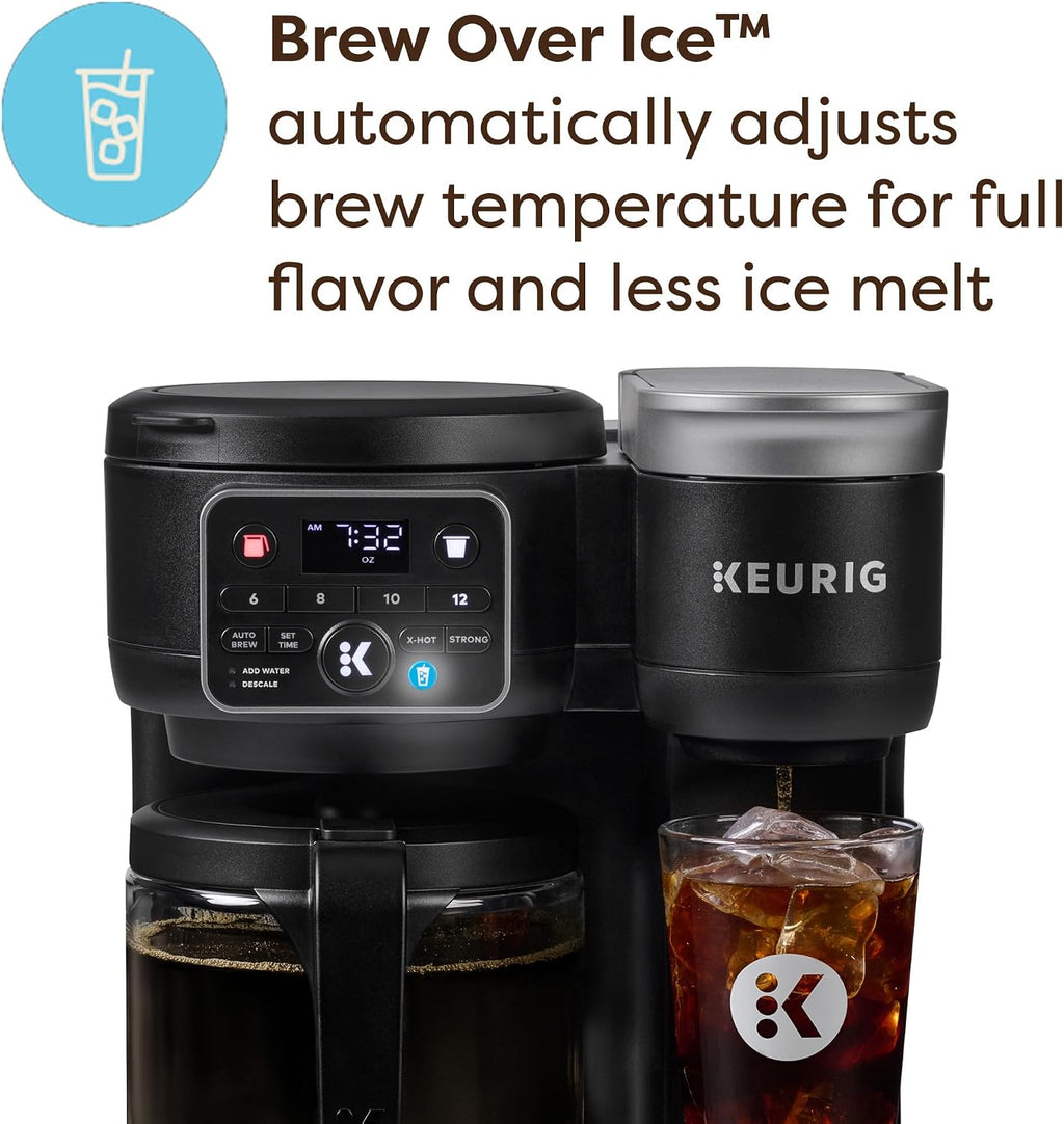 Keurig K-Duo Hot & Iced Single Serve & Carafe Coffee Maker, MultiStream Technology, 72oz Reservoir (Gen 2) | Multistream Tech, Brews K-Cup Pods and Grounds, Brew-over-Ice, Strong and Extra Hot, 6-12 Oz Cups, 6-12 Cup Carafe