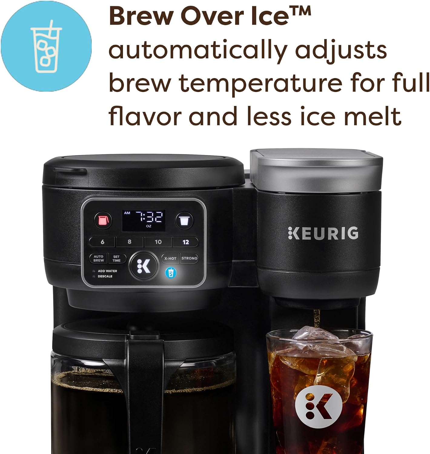 Keurig K-Duo Hot & Iced Single Serve & Carafe Coffee Maker, MultiStream Technology, 72oz Reservoir (Gen 2) | Multistream Tech, Brews K-Cup Pods and Grounds, Brew-over-Ice, Strong and Extra Hot, 6-12 Oz Cups, 6-12 Cup Carafe