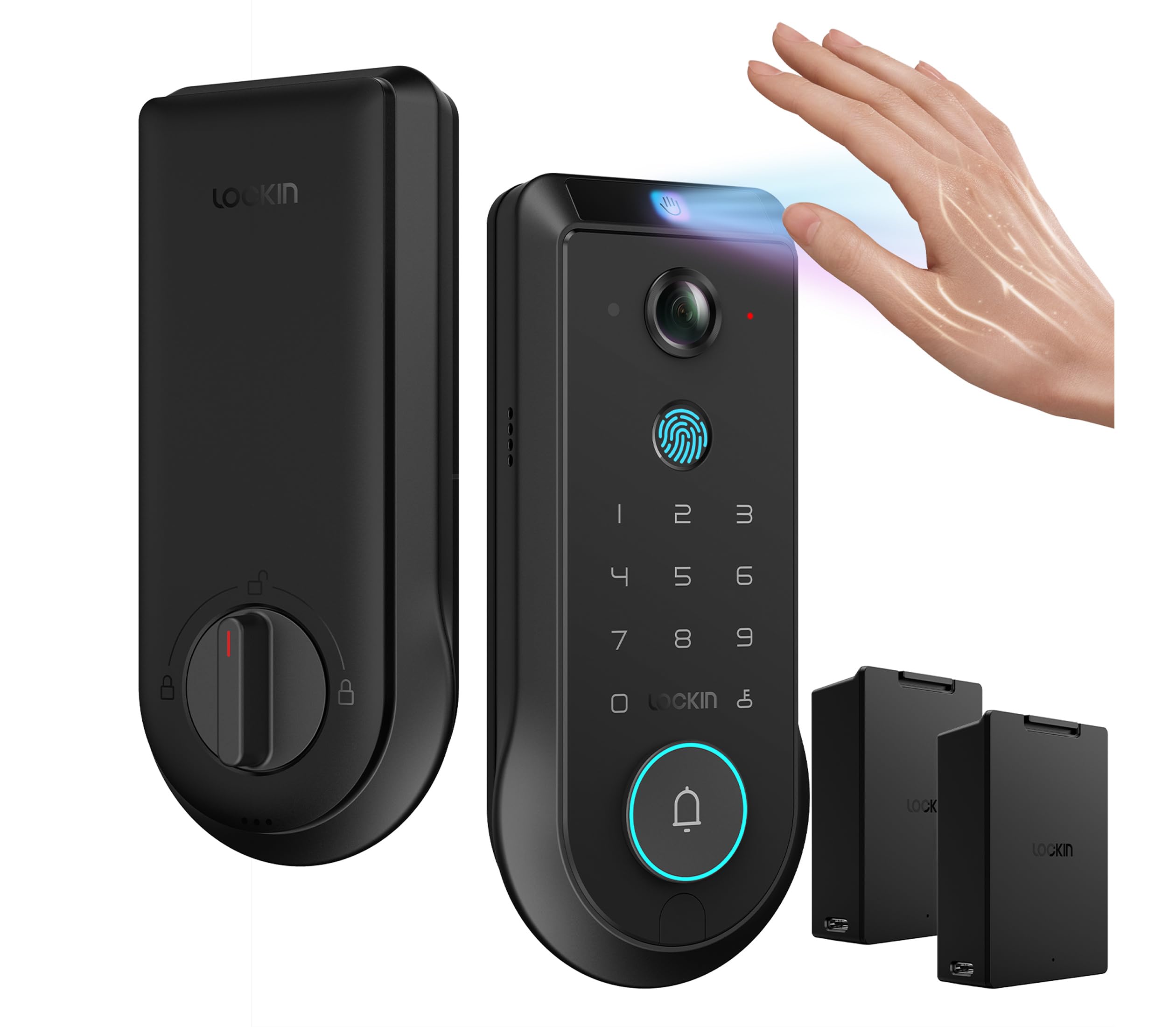 Lockin Venoris Smart Lock - Palm Vein & Fingerprint Keyless Entry Door Lock - 6 Unlock Methods - Built-in WiFi - Smart Home Compatible - No Monthly Subscription - 7-Month Battery Life