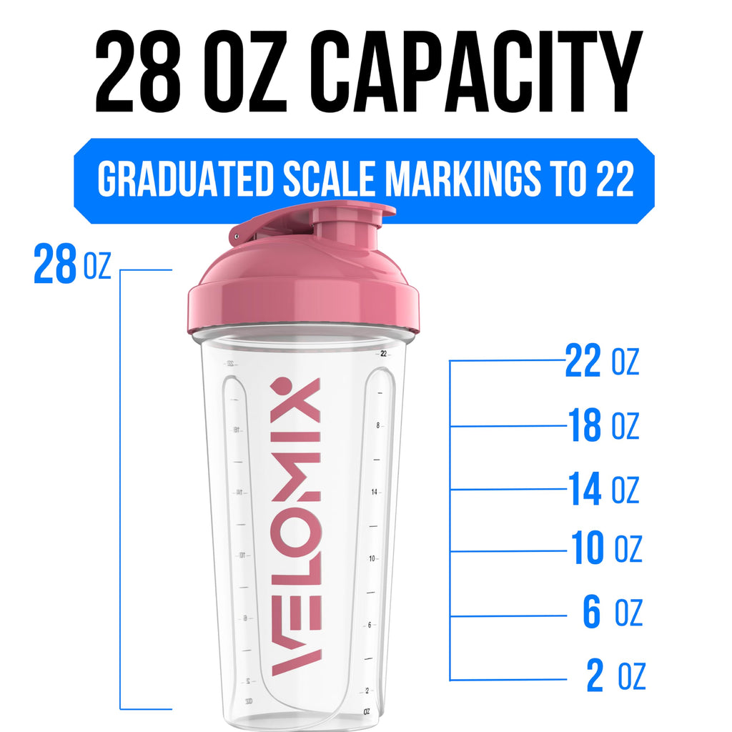 VELOMIX 6 Pack 28 oz Protein Shaker Bottle for Mixes - 6 Wire Whisk Balls | Leak Proof Cups for Supplements | BPA-Free Gym & Fitness (Earth Tones Collection)