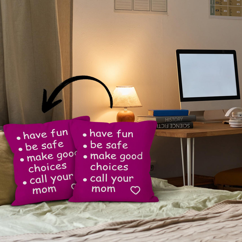 HIWX College Dorm Decor,Funny Have Fun Be Safe Make Good Choices Call Your Mom Decorative 18 x 18 Throw Pillow Cover,Call Your Mom Pillow,Throw Pillows for Dorm Bed Room Student Decor Pillowcase