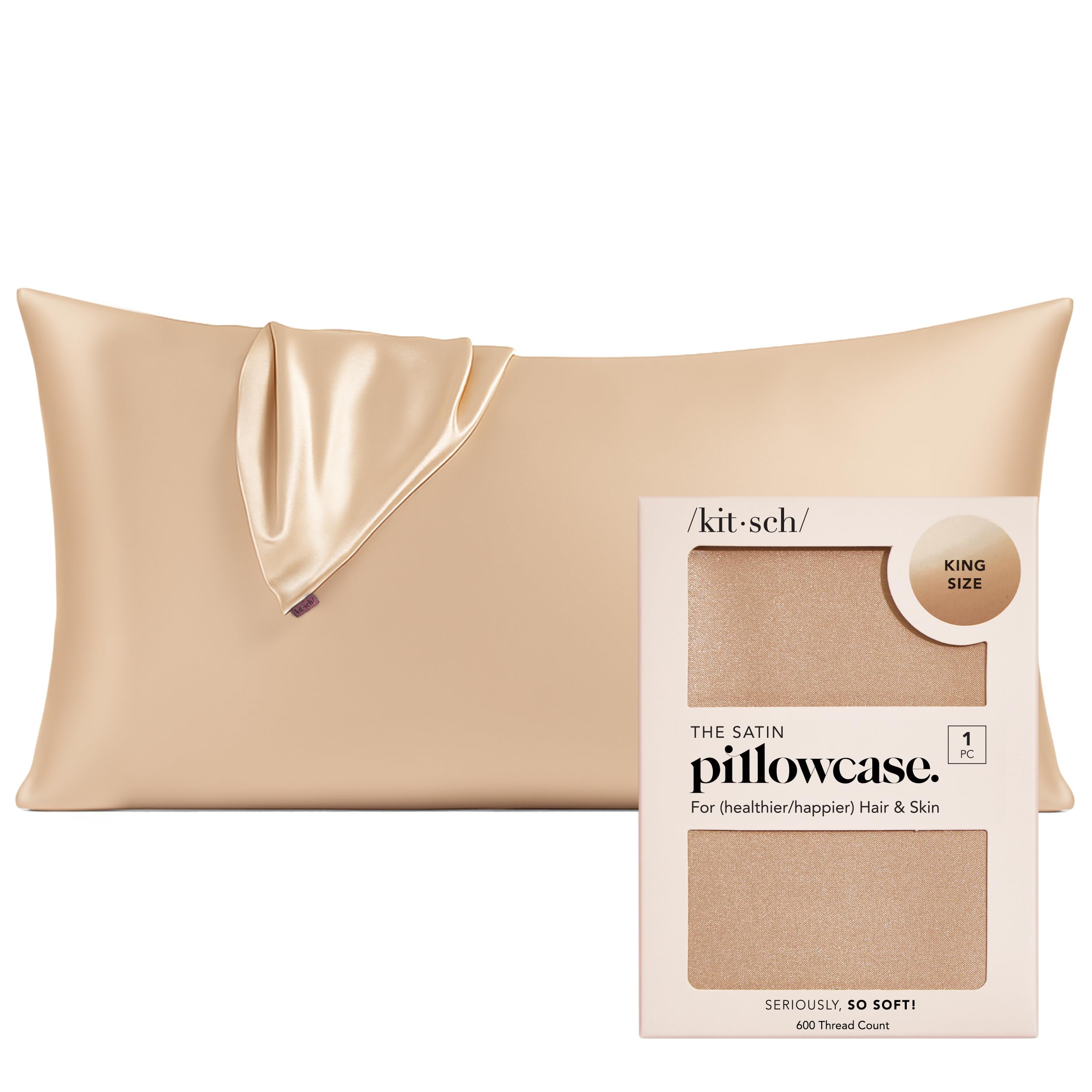 Kitsch Satin Pillowcase with Zipper - Standard Size, Leopard | Softer Than Silk Pillow Cases, Smooth Cooling Satin Pillow Case for Hair and Skin, Wrinkle-Free, Machine Washable