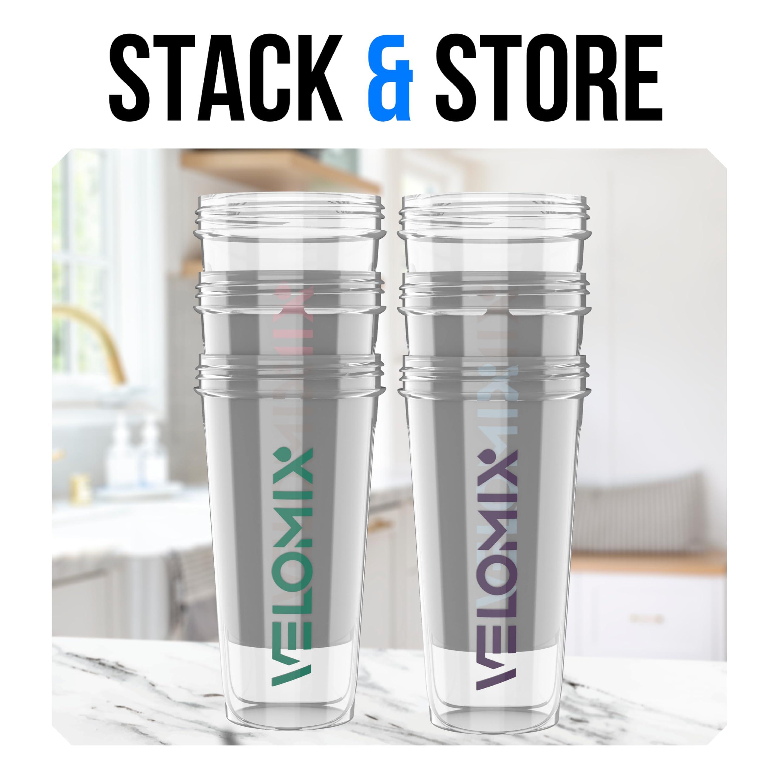 VELOMIX 6 Pack 28 oz Protein Shaker Bottle for Mixes - 6 Wire Whisk Balls | Leak Proof Cups for Supplements | BPA-Free Gym & Fitness (Earth Tones Collection)