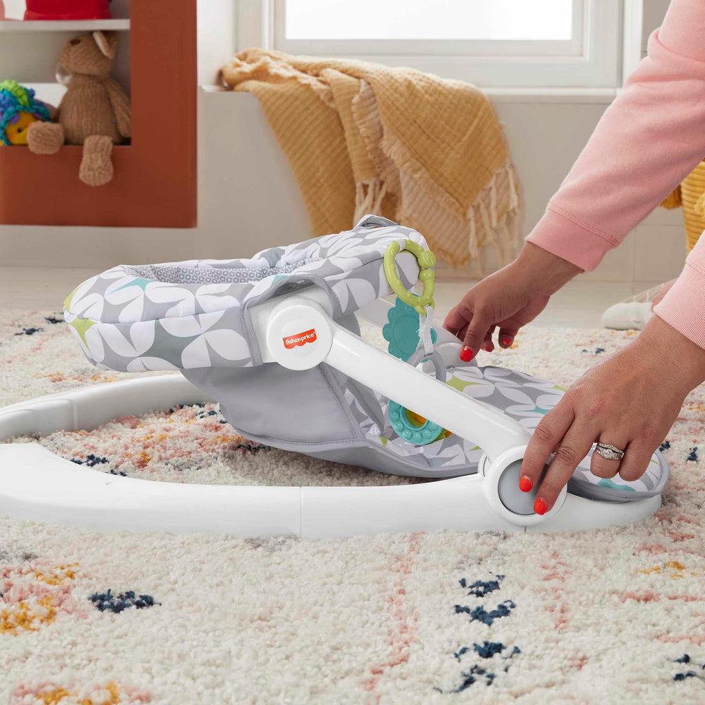 Fisher-Price Portable Baby Chair Sit-Me-Up Floor Seat with Developmental Toys & Machine Washable Seat Pad, Rainbow Showers
