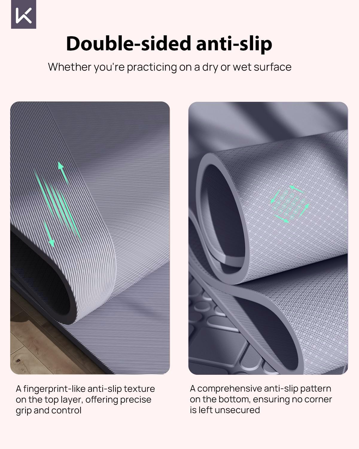 KEEP Extra Wide Yoga Mat, 7mm Thick 72" x 32" Exercise Mat | 7mm thick Extra wide yoga mat with carry strap for home workout, yoga, exercise and Pilates