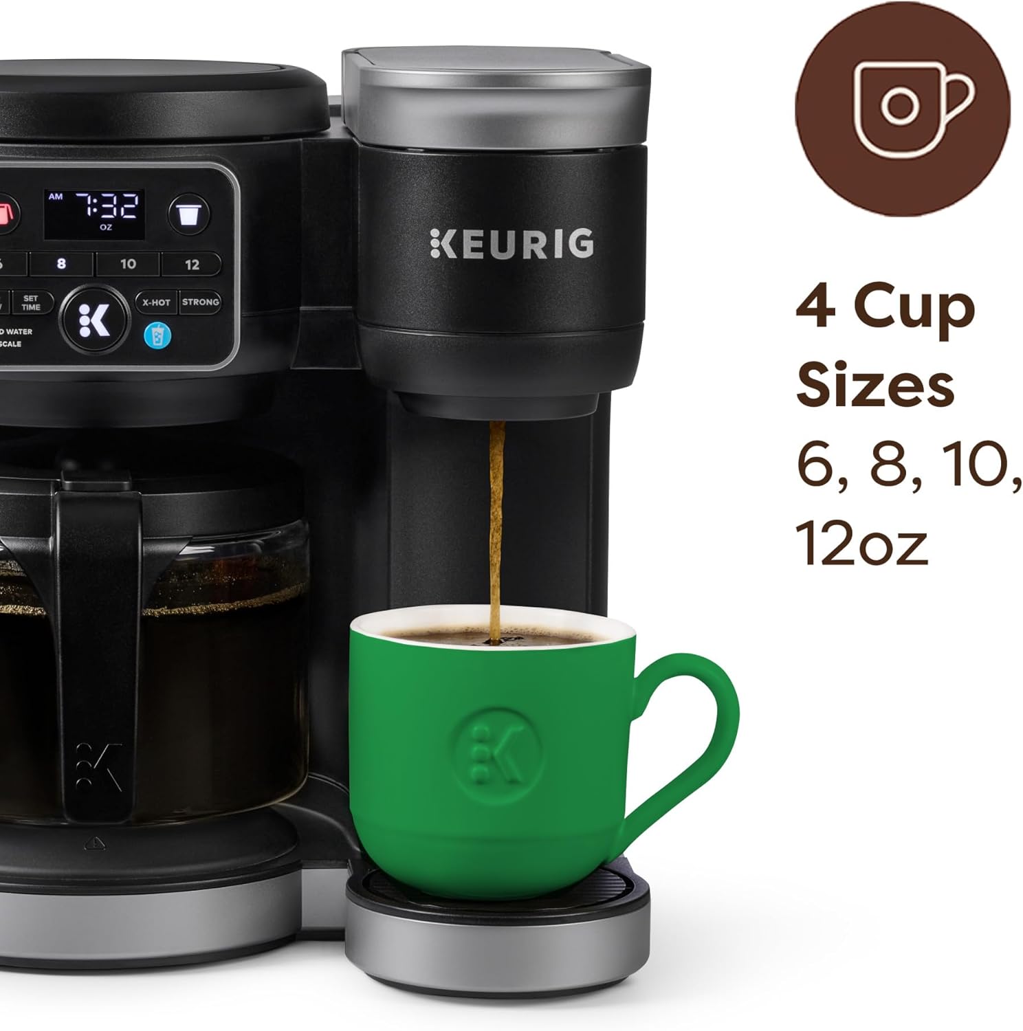 Keurig K-Duo Hot & Iced Single Serve & Carafe Coffee Maker, MultiStream Technology, 72oz Reservoir (Gen 2) | Multistream Tech, Brews K-Cup Pods and Grounds, Brew-over-Ice, Strong and Extra Hot, 6-12 Oz Cups, 6-12 Cup Carafe