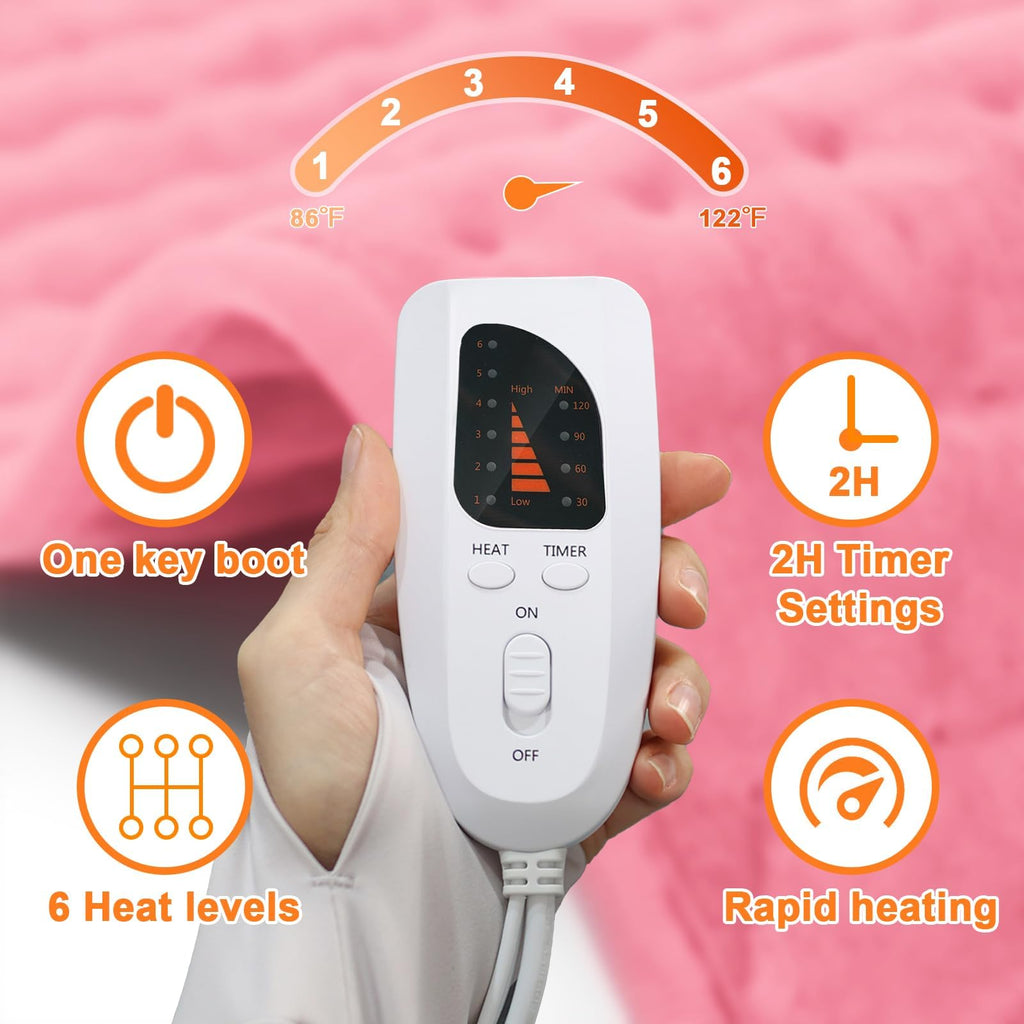 Heating Pad,Heated Blanket,Heating Pad for Back Neck,Silvergray,24x12In | Electric Heating Pad,Dry/Moist Heat Heating Pads,Heating Pads for Shoulder,Abdomen,Knee,Heat Pad for Women Men,Birthday Gift