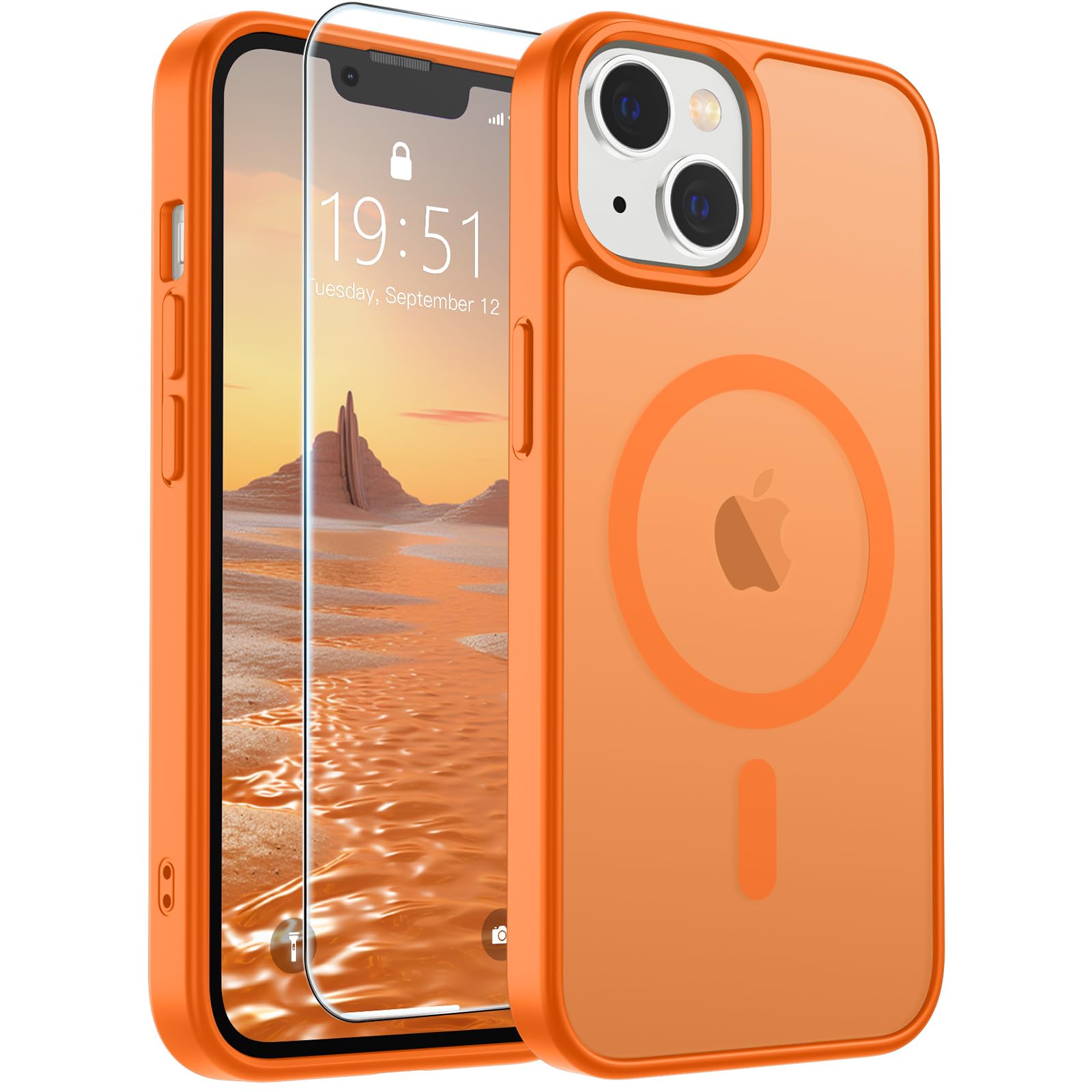 SUPFINE Magnetic for iPhone 17 Pro Max Case with Screen Protector (Compatible with MagSafe)(Military Grade Drop Protection) Translucent Matte Phone Cover,Dark Blue