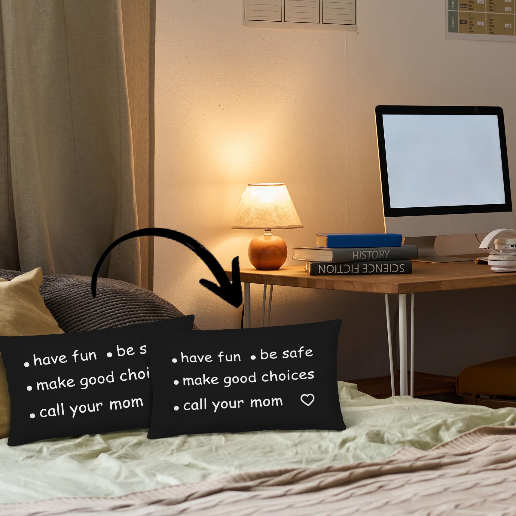 HIWX College Dorm Decor,Funny Have Fun Be Safe Make Good Choices Call Your Mom Decorative 18 x 18 Throw Pillow Cover,Call Your Mom Pillow,Throw Pillows for Dorm Bed Room Student Decor Pillowcase