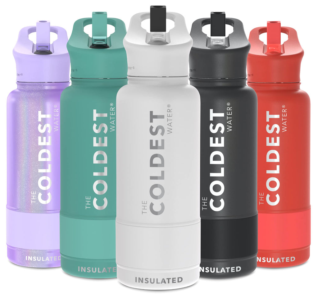 Coldest Insulated Water Bottle with Straw Lid - Stainless Steel Metal Insulated Bottle for Men & Women (Oceanic Green, 32 oz)