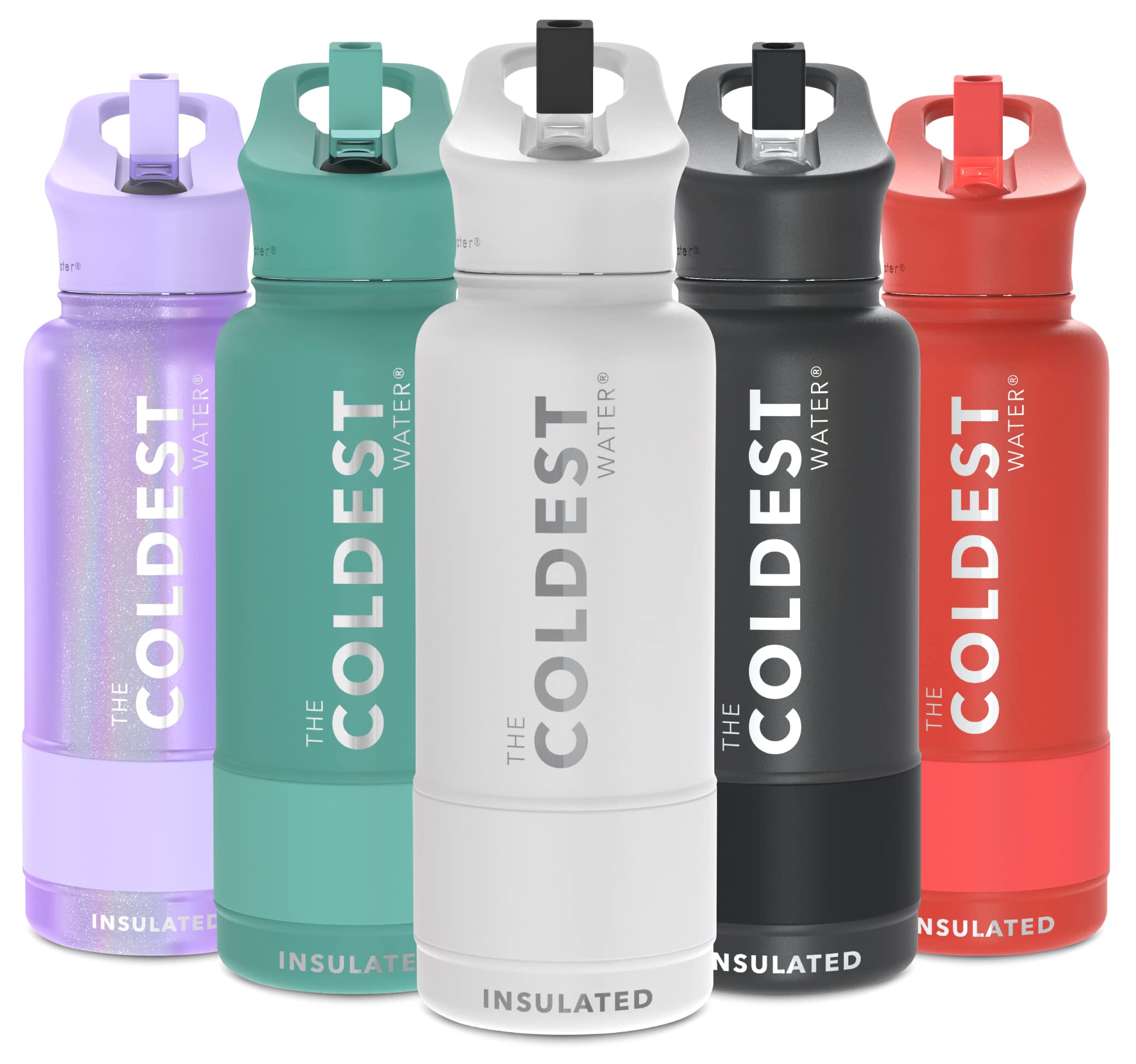 Coldest Insulated Water Bottle with Straw Lid - Stainless Steel Metal Insulated Bottle for Men & Women (Oceanic Green, 32 oz)