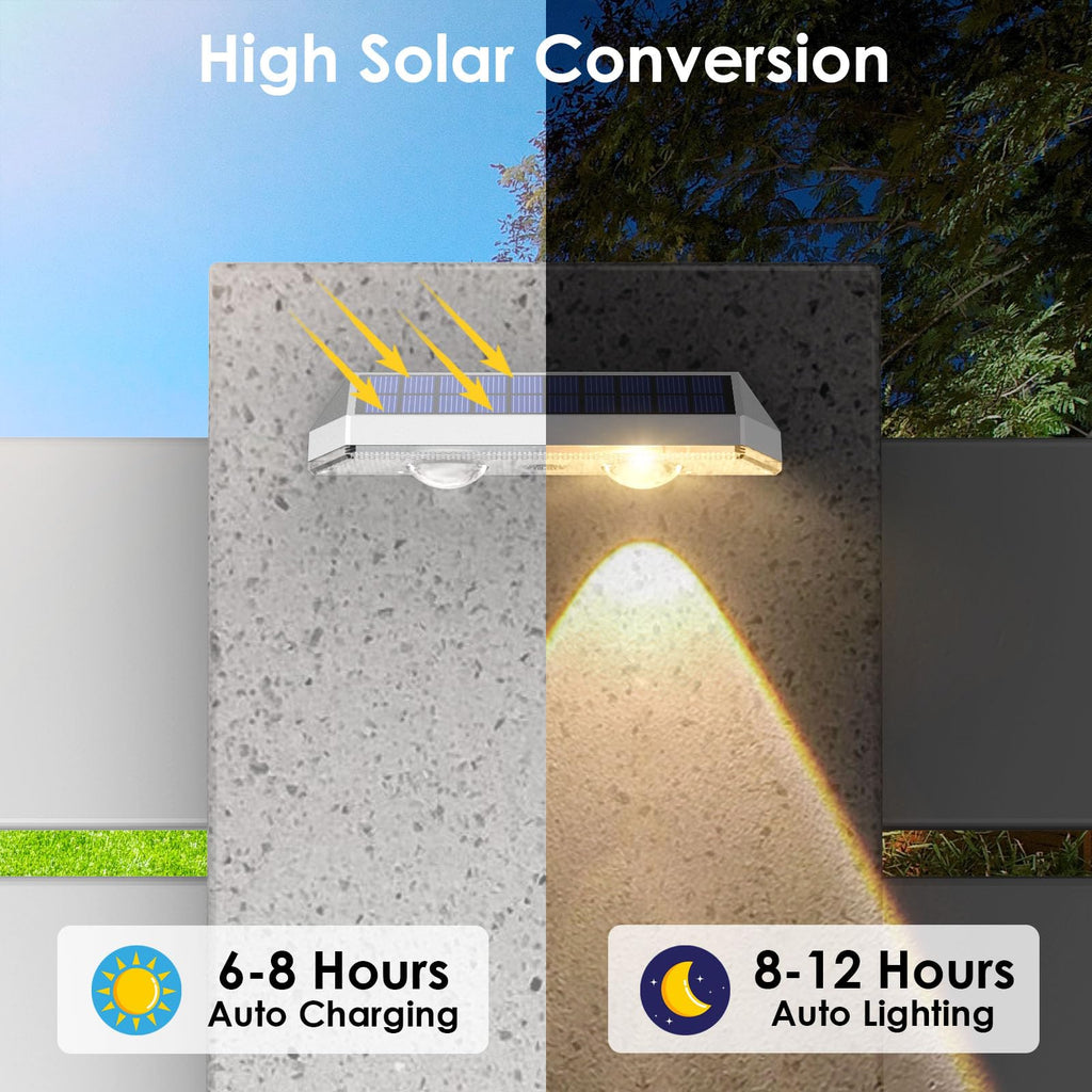 Solar Fence Lights Outdoor - 2700/4000/6000K 3 Mode, 8 Pack Solar Fence Lights Outdoor Waterproof LED, Fence Light Solar Powered for Outside, Backyard, Railing, Step, Patio,Wall and Home Improvement