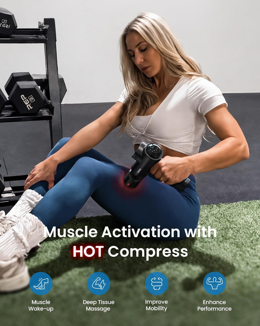 RENPHO Active Thermacool 2 Massage Gun with Heat and Cold, VA Display | Handheld 10mm Deep Tissue Massager for Neck, Back, Muscle Comfort, FSA Eligible Gift for Men, Athletes, Women, HSA