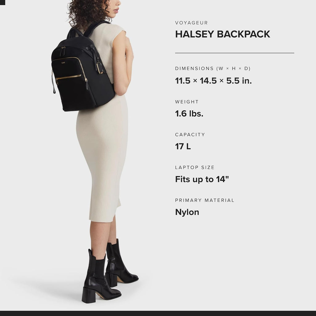 TUMI - Voyageur Halsey Backpack - Travel Backpack - For Business, Fashion, Commute - Holds Up to 14" Screens - Black & Gold