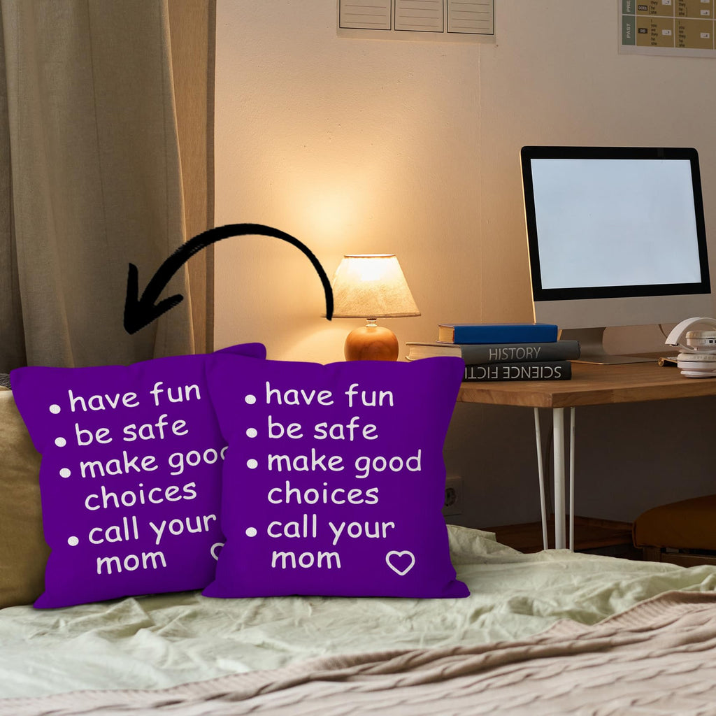 HIWX College Dorm Decor,Funny Have Fun Be Safe Make Good Choices Call Your Mom Decorative 18 x 18 Throw Pillow Cover,Call Your Mom Pillow,Throw Pillows for Dorm Bed Room Student Decor Pillowcase