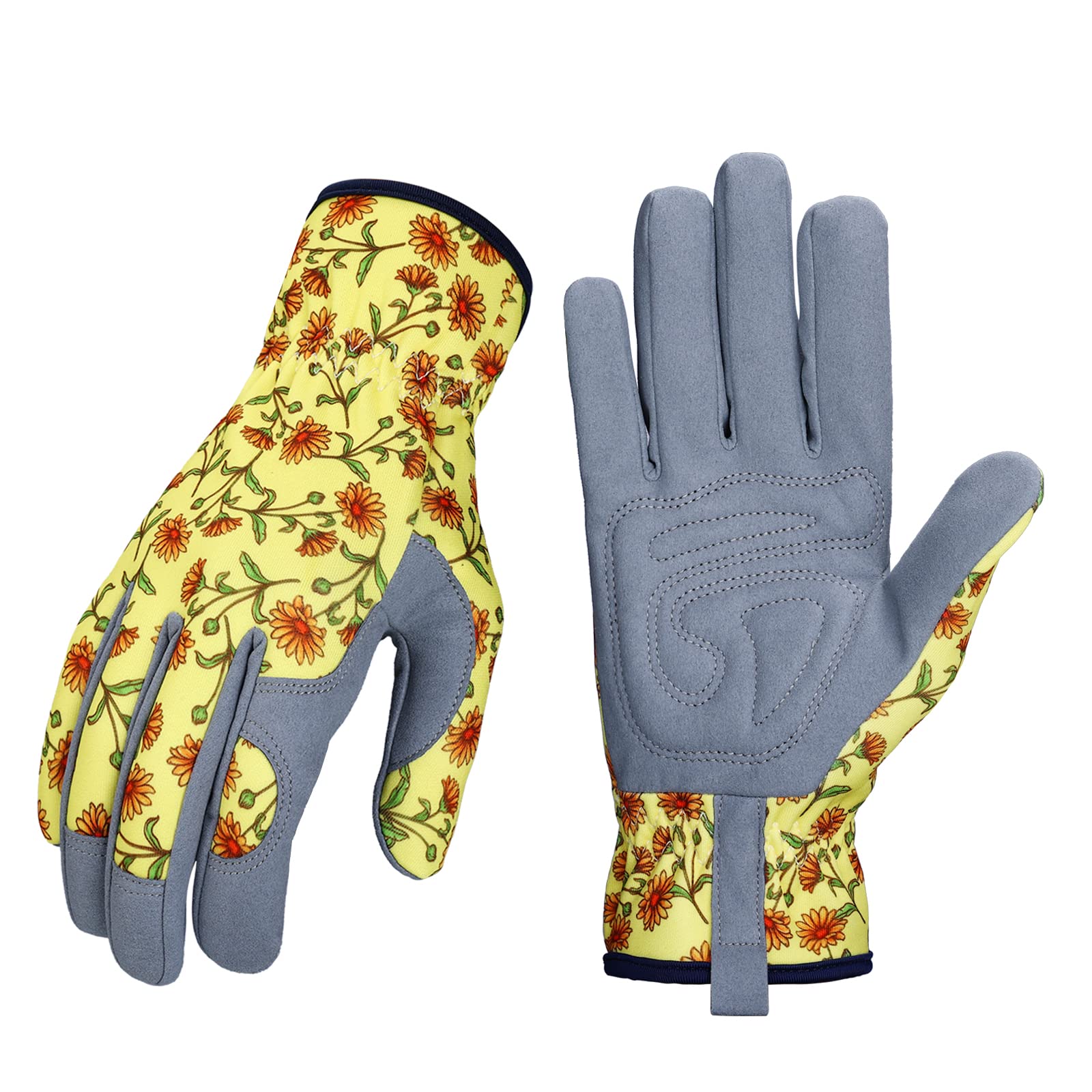 Bamllum Leather Gardening Gloves for Women - Working Gloves for Weeding, Digging, Planting, Raking and Pruning