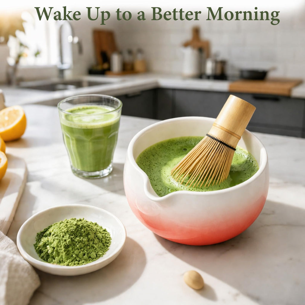 Matcha Whisk Set, Ceramic Matcha Set Includes Bowl & Holder, Bamboo Whisk (Chasen), Scoop, Spoon and Sifter, 6PCS Matcha Kit Covers Everything Needed for Making Matcha (Green)