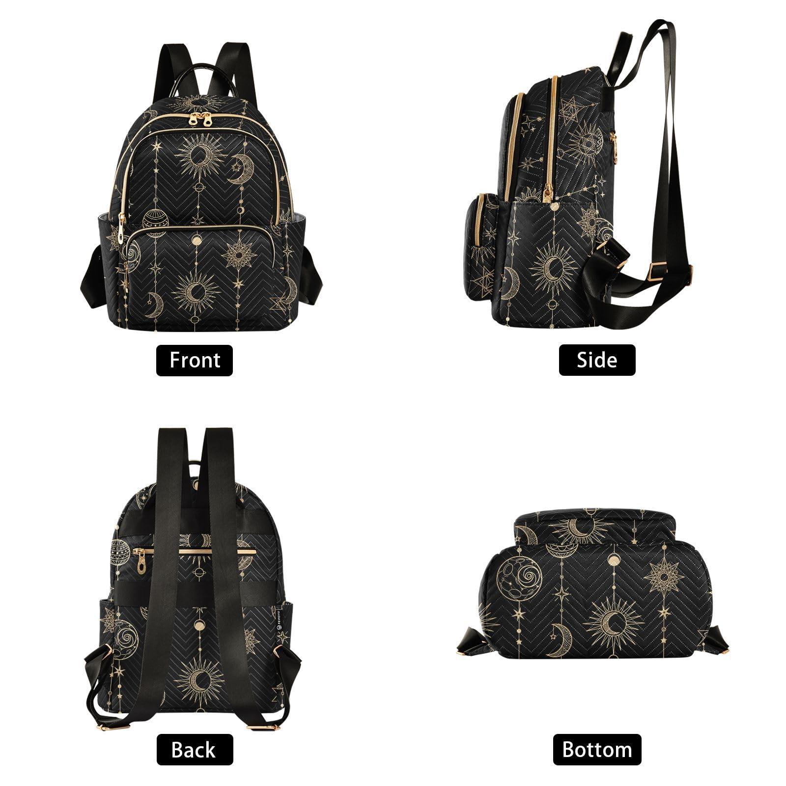 ALAZA Sun Moon Stars Witchy Small Backpack Purse for Women Travel Bag Fashion Daypack Back Pack Shoulder Bag