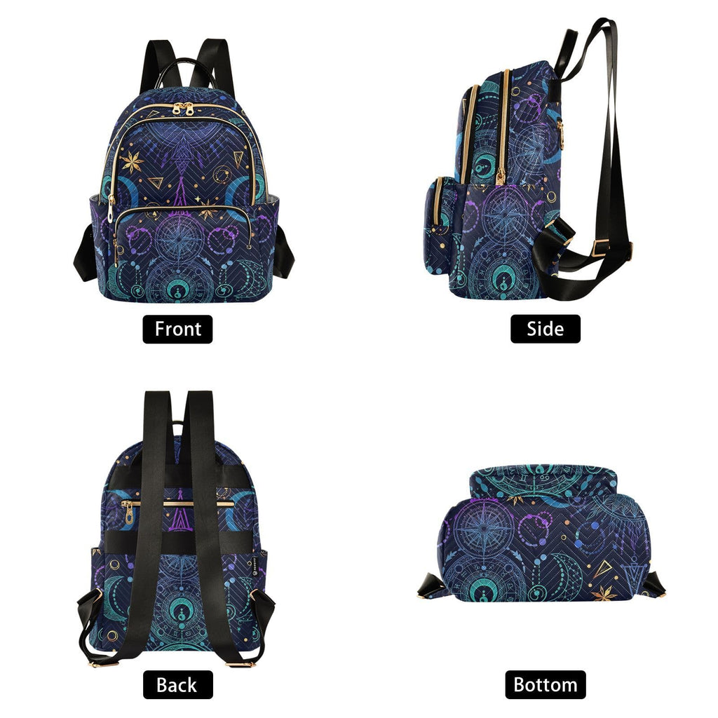 ALAZA Sun Moon Stars Witchy Small Backpack Purse for Women Travel Bag Fashion Daypack Back Pack Shoulder Bag