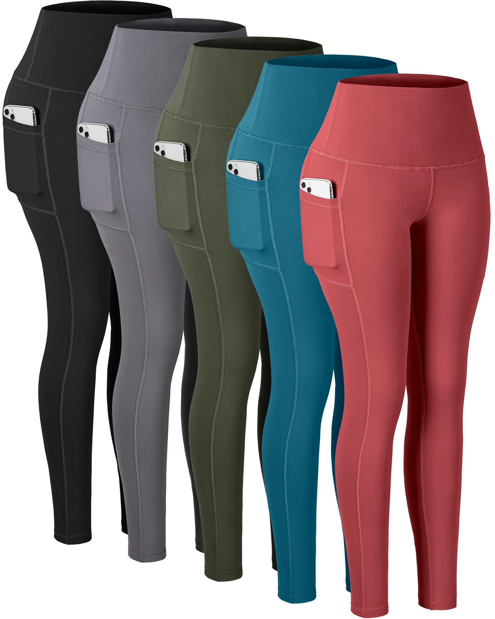 CHRLEISURE Leggings with Pockets for Women, High Waisted Tummy Control Workout Yoga Pants