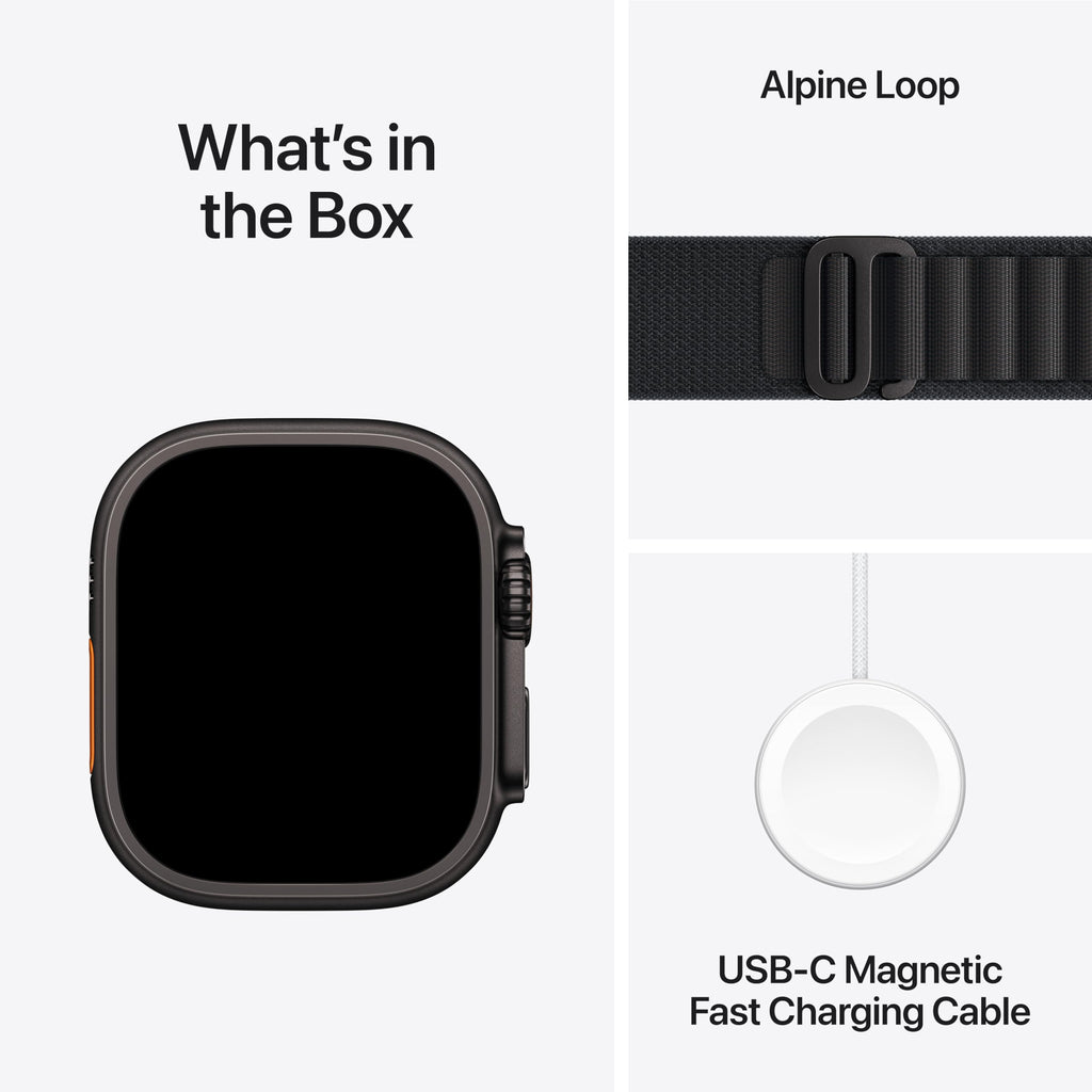 Apple Watch Ultra 3 [GPS + Cellular 49mm] Running & Multisport Smartwatch w/Rugged Titanium Case w/Black/Charcoal Trail Loop - S/M. Satellite Communications, Advanced Health & Fitness Tracking