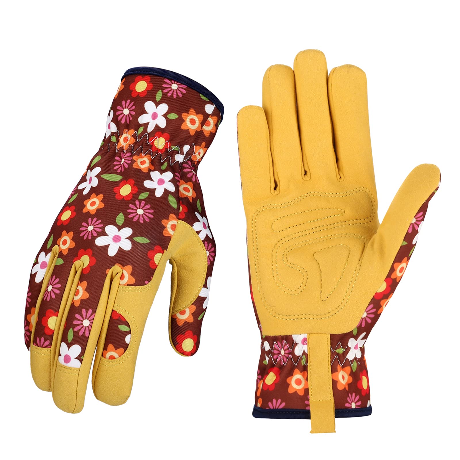 Bamllum Leather Gardening Gloves for Women - Working Gloves for Weeding, Digging, Planting, Raking and Pruning