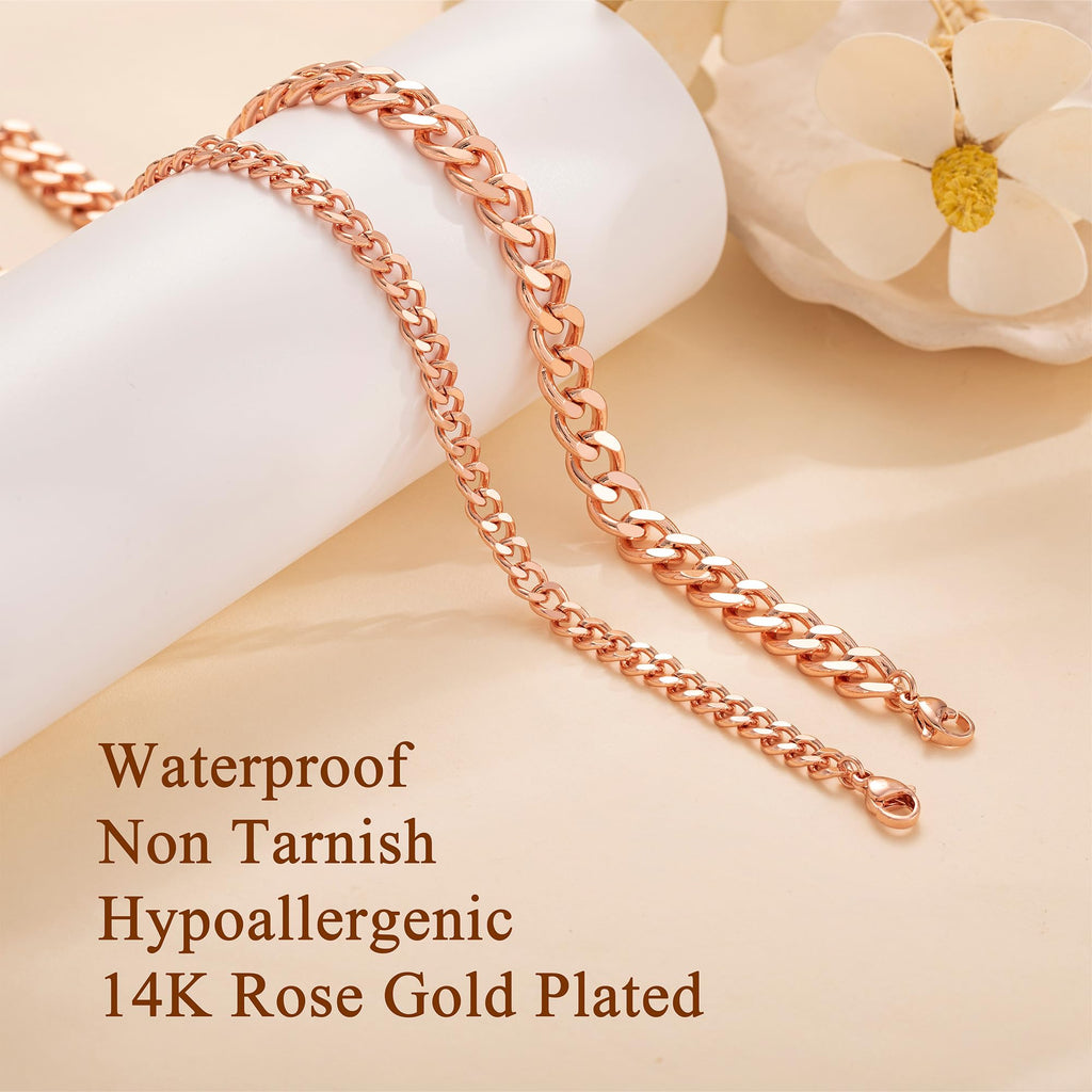 Gold Ankle Bracelets for Women Waterproof - Dainty Gold Anklets Trendy Layered 14K Gold/Silver Plated Stackable Chunky Cuban Link Chian Anklet Bracelet Set for Women Non Tarnish Beach Jewelry Gift