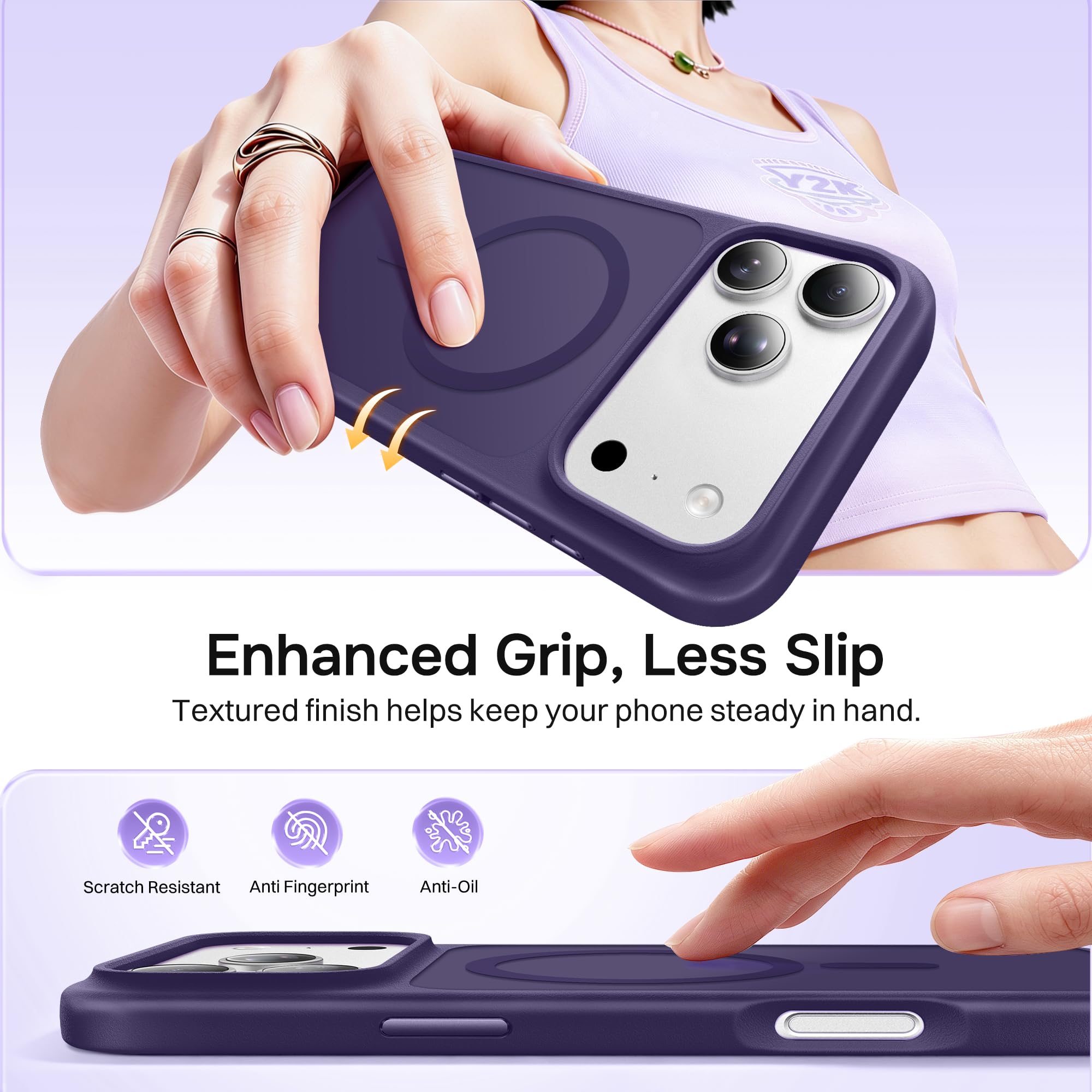 Magnetic for iPhone 17 Pro Max Case, Compatible with MagSafe, [Military Grade Drop Protection] Translucent Matte Shockproof Protective Anti-Fingerprint Phone Case, 6.9", Dark Purple