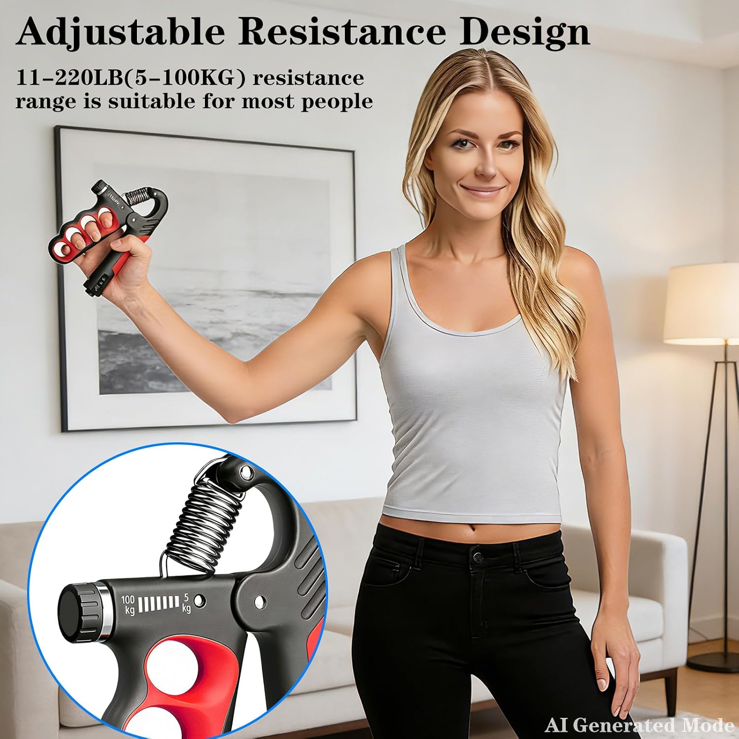 Hand Gripper Strengthener, 11-220LBs Adjustable Resistance Grip Strength Trainer with Counter, Forearm Exerciser for Injury Recovery and Muscle Building
