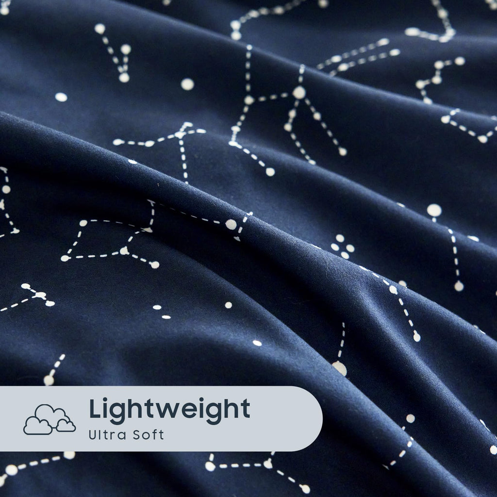 Wake In Cloud - Constellation Comforter Set, Celestial Space Star Galaxy Astrology, Soft Lightweight Bedding for Teen Kids Boys Girls, 3 Pieces, Navy Blue, Twin/Twin XL Size