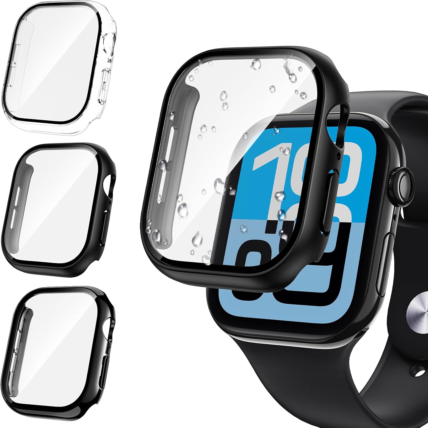 Tensea [3PCS for Apple Watch Screen Protector Case 41mm Series 9/8/7 Accessories, iWatch Protective Face Cover for Women Men, Tempered Glass Film Hard Bumper for iPhone Watch 41 mm