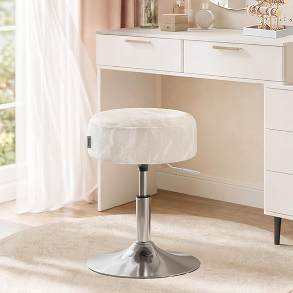 VASAGLE Adjustable Bar Stool, 360° Swivel, PU Leather, Thick Cushion, for Kitchen, Dining Room Bedroom, Modern, Cream White | LJB120W01 Dressing Chair Stool Stool Bedroom Kitchen Dining Room Modern White