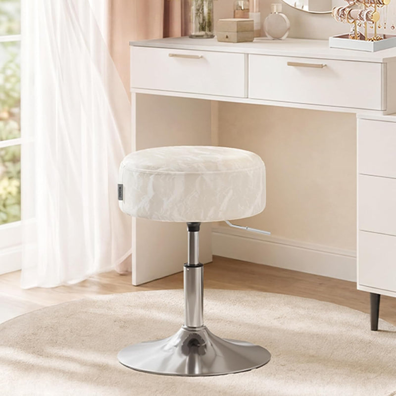 VASAGLE Adjustable Bar Stool, 360° Swivel, PU Leather, Thick Cushion, for Kitchen, Dining Room Bedroom, Modern, Cream White | LJB120W01 Dressing Chair Stool Stool Bedroom Kitchen Dining Room Modern White