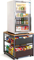 Mini Fridge Stand with Storage, Heavy Duty Mini Fridge Table, Small Refrigerator Stand, For Dorm Office Apartment Home, 21.6”L x 21.6”W x 22.2”H, Max Load 250 LBS