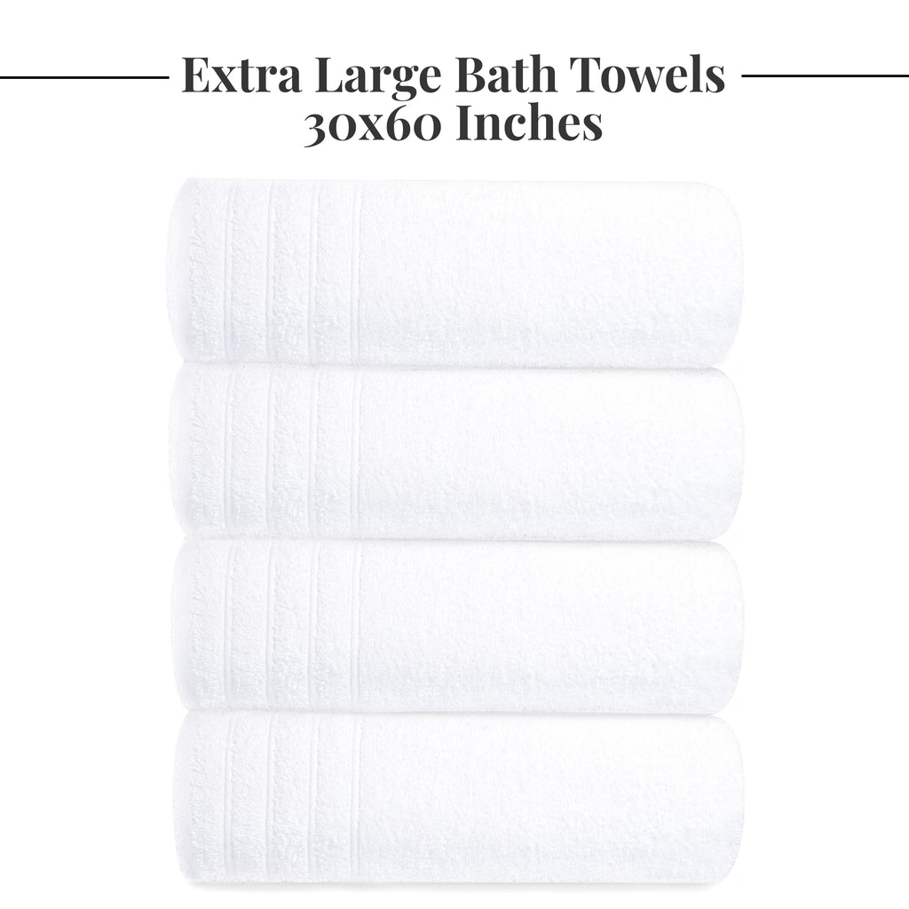 Tens Towels Pack of 4 Extra Large Bath Towels 30 x 60 Inches, 100% Cotton, Larger & Lighter Weight, Quicker to Dry, Super Soft and Absorbent, Perfect for Bathroom, Black