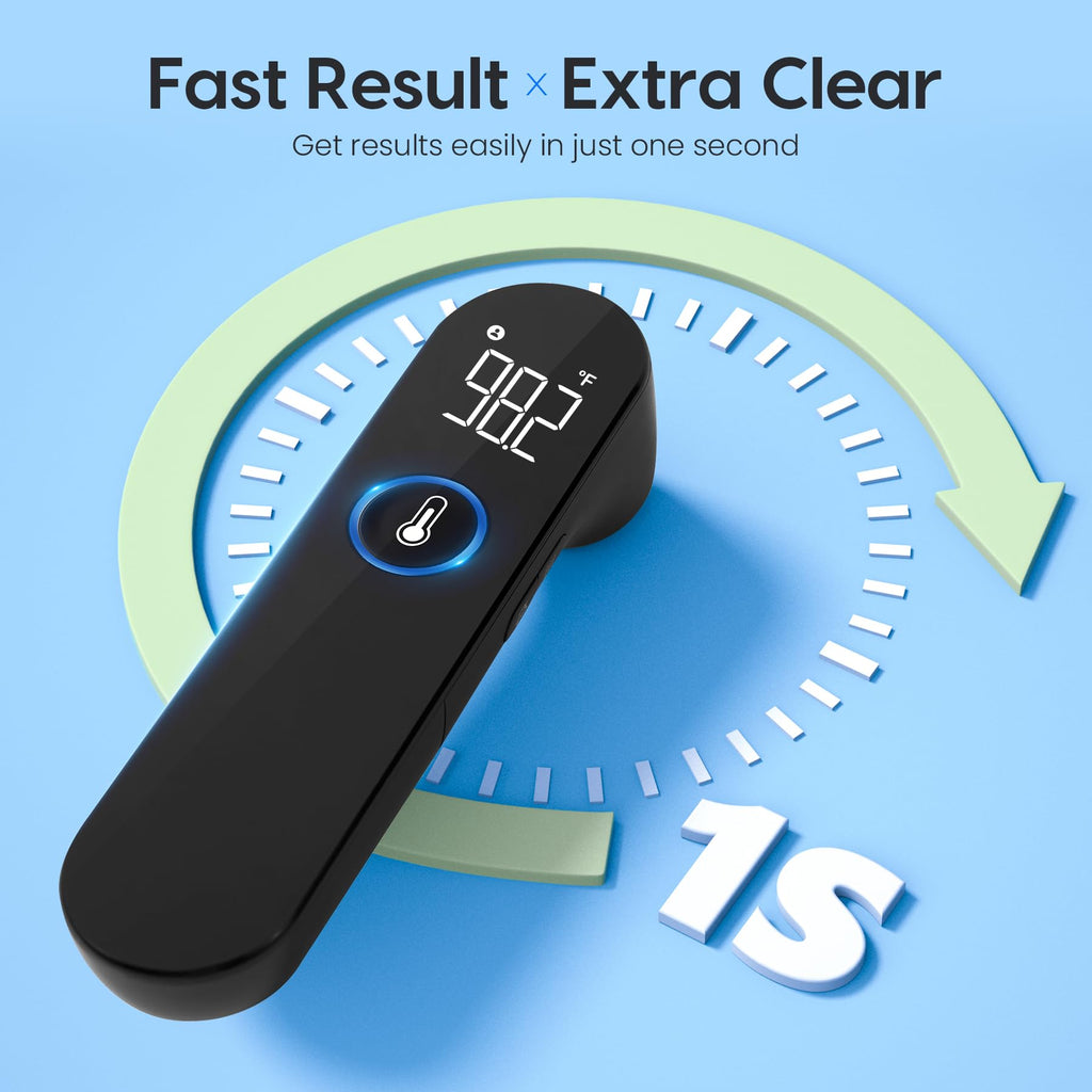 Viproud Thermometer for Adults and Kids, Fast Accurate Baby Thermometer | 1 second Result, Fever Alarm, Mute Mode, Body & Object Mode, 35 Memory Recall, Baby Essentials, Lifetime Support
