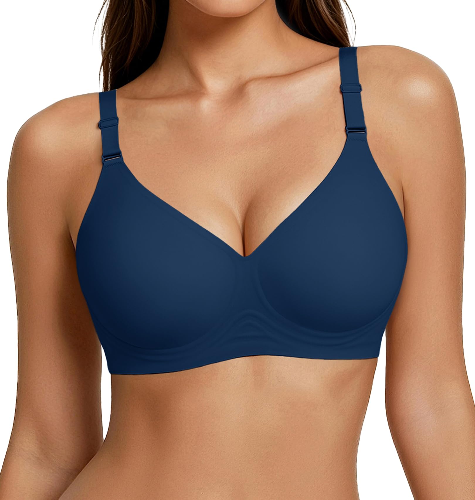 Jelly Bras for Women Wireless Push Up Bra V Neck Seamless Full Coverage Bralette No Underwire Comfy Everyday Bra