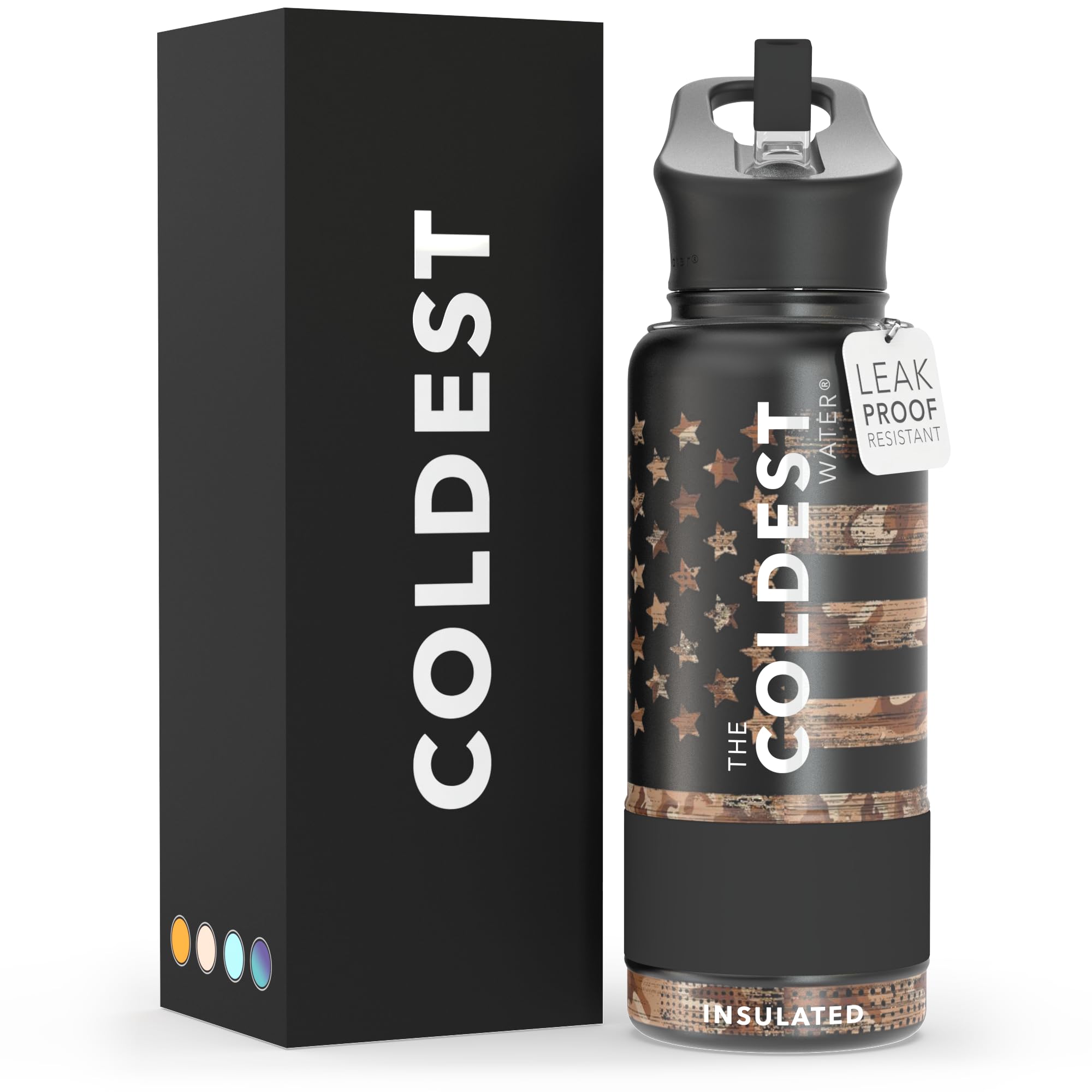 Coldest Insulated Water Bottle with Straw Lid - Stainless Steel Metal Insulated Bottle for Men & Women (Oceanic Green, 32 oz)