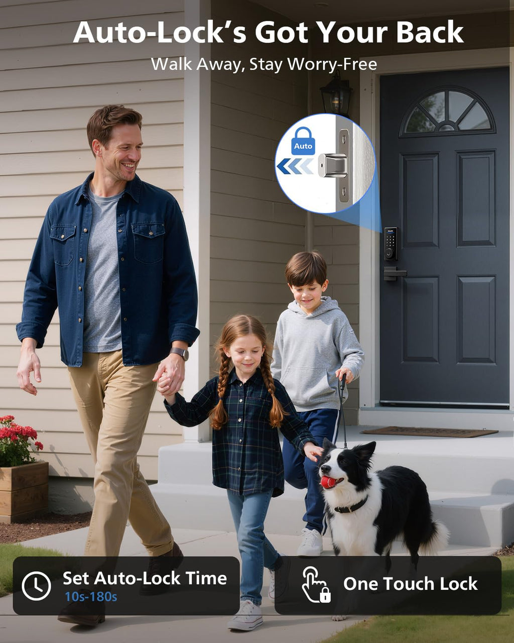 Philips Smart Lock with Handles, Keyless Entry Door Lock Set, Keypad Door Lock with 2 Level Handles, Digital Keypad Deadbolt for Front Door, App Fingerprint PIN Code Unlocking, Auto Locking