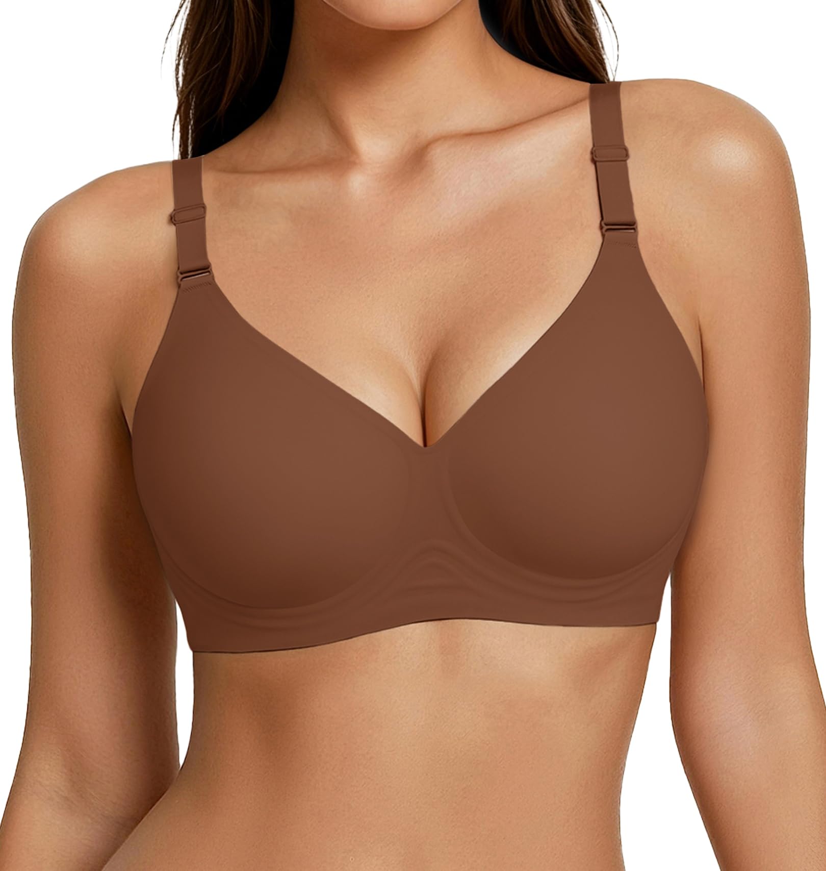 Jelly Bras for Women Wireless Push Up Bra V Neck Seamless Full Coverage Bralette No Underwire Comfy Everyday Bra