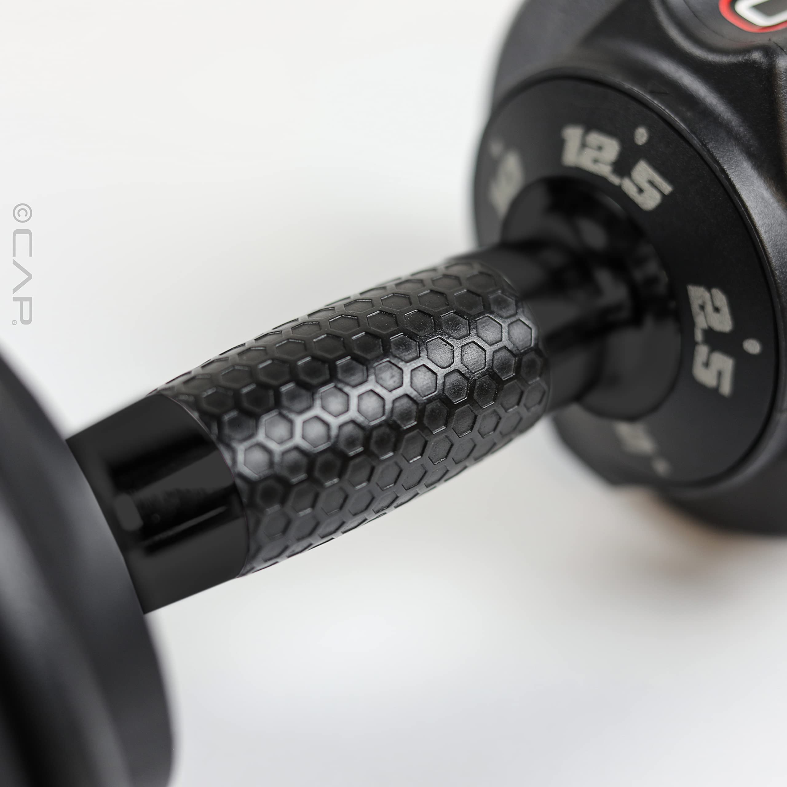 CAP ADJUSTABELL Adjustable Dumbbell Set, Premium Quick Select Adjustable Weights for Strength Training, Singles & Pairs, 12.5 LB, 25 LB & 55 LB, Round & Hex Dumbbells, Multiple Grip Handle Options