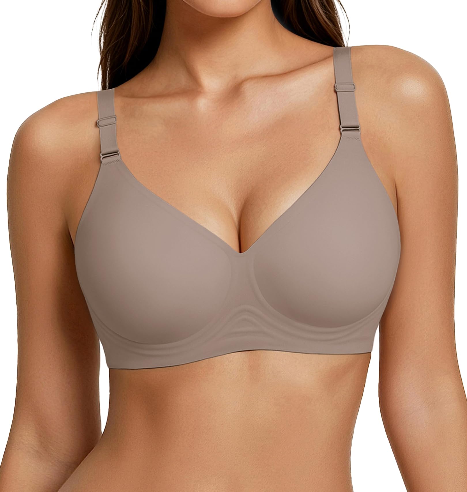 Jelly Bras for Women Wireless Push Up Bra V Neck Seamless Full Coverage Bralette No Underwire Comfy Everyday Bra