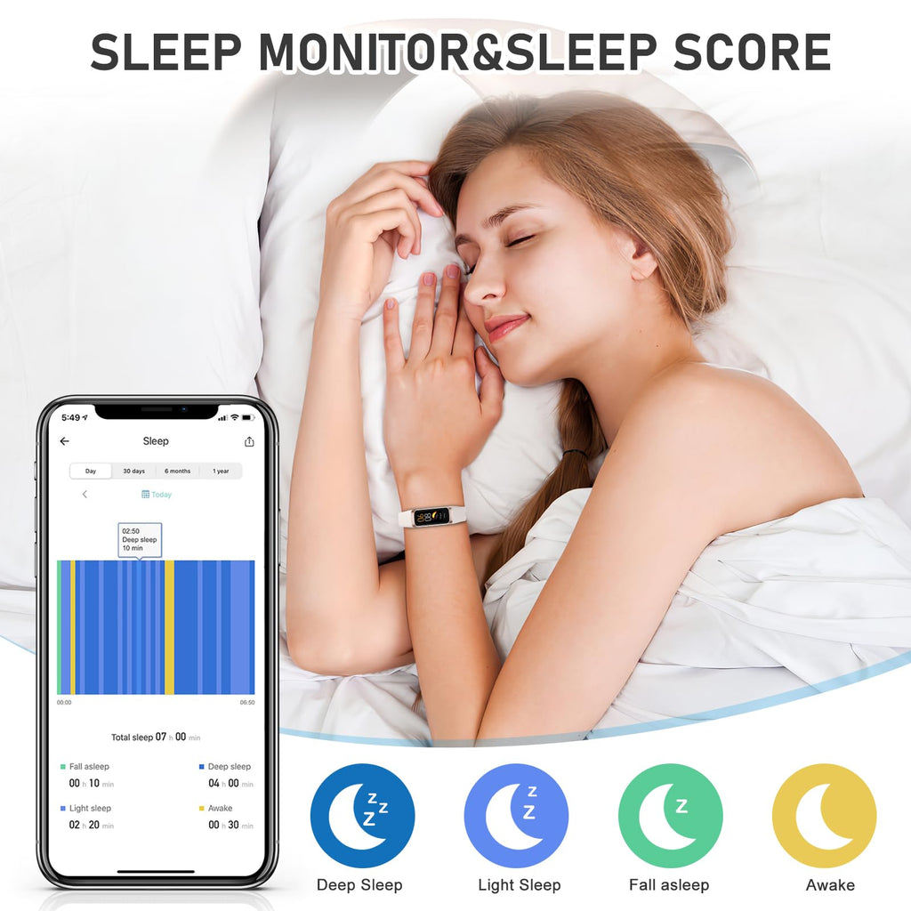 Fitness Tracker with 24/7Heart Rate, Blood Pressure, Sleep Tracking, Calorie, Activity Tracker with 1.1" AMOLED Color Screen, Waterproof Step Tracker for Android iPhones Women Men