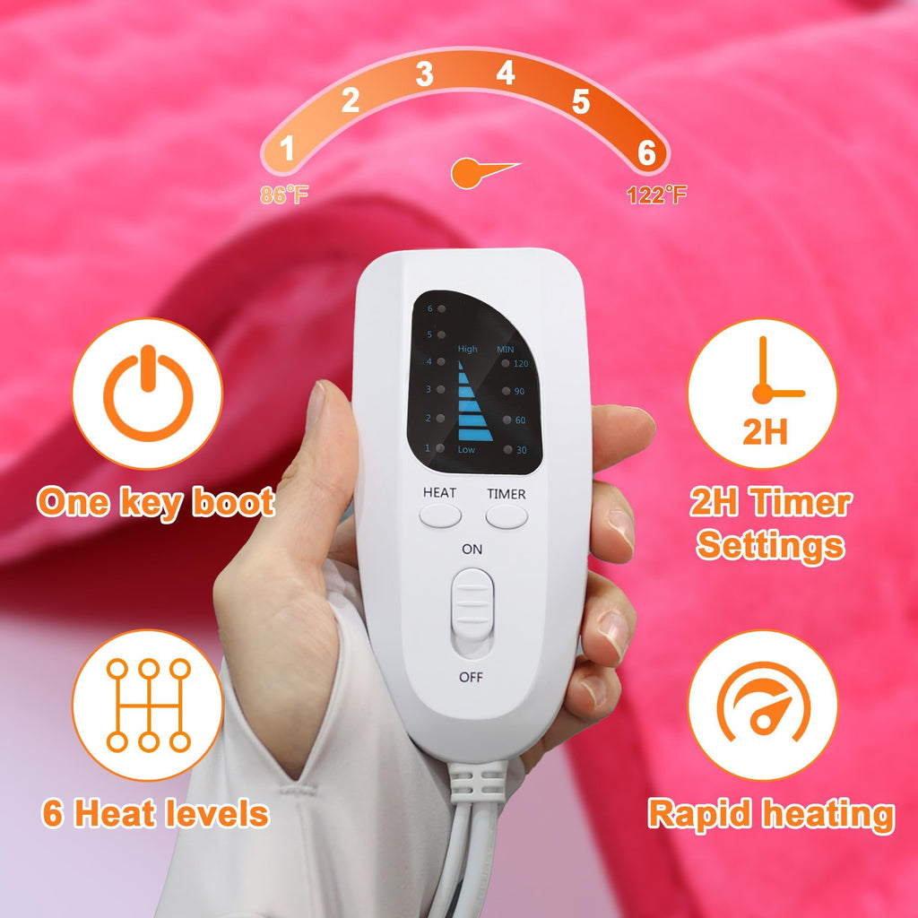 Heating Pad,Heated Blanket,Heating Pad for Back Neck,Silvergray,24x12In | Electric Heating Pad,Dry/Moist Heat Heating Pads,Heating Pads for Shoulder,Abdomen,Knee,Heat Pad for Women Men,Birthday Gift