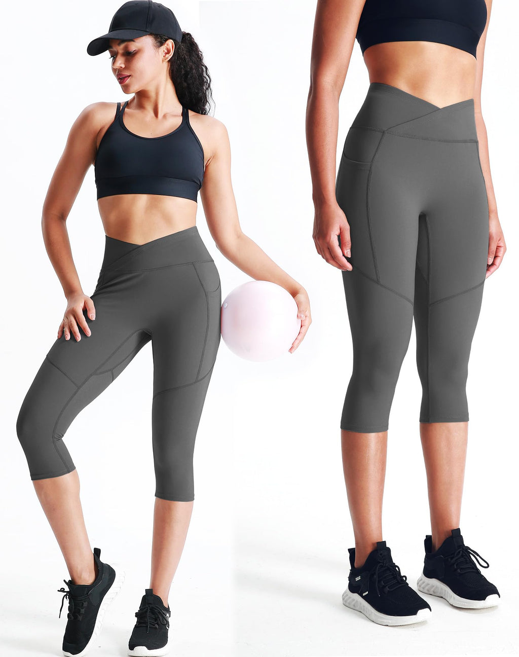 NELEUS Women's Yoga Running Capris Tummy Control High Waist Workout Pants