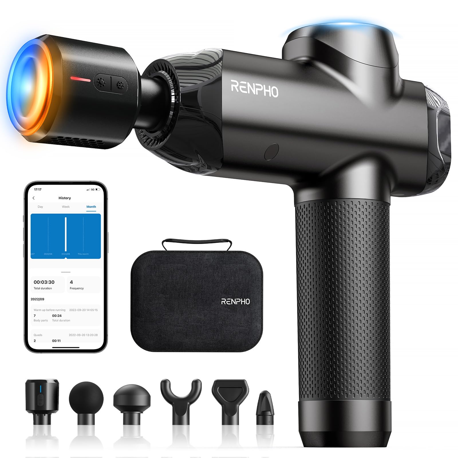 RENPHO Active Thermacool 2 Massage Gun with Heat and Cold, VA Display | Handheld 10mm Deep Tissue Massager for Neck, Back, Muscle Comfort, FSA Eligible Gift for Men, Athletes, Women, HSA